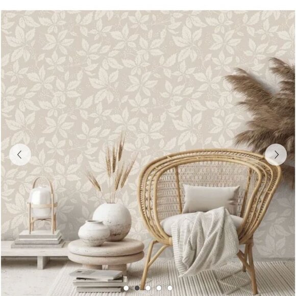 New Boråstapeter Vildvin Wallpaper Roll Stone Beige Leaf Neutral Retail $264 - Picture 3 of 12
